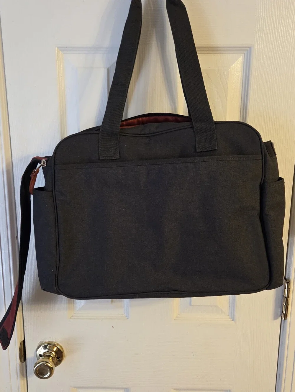 ​Eddie Bauer Diaper Bag Tote - Grey Canvas with Copper Lining - 14.5x12
